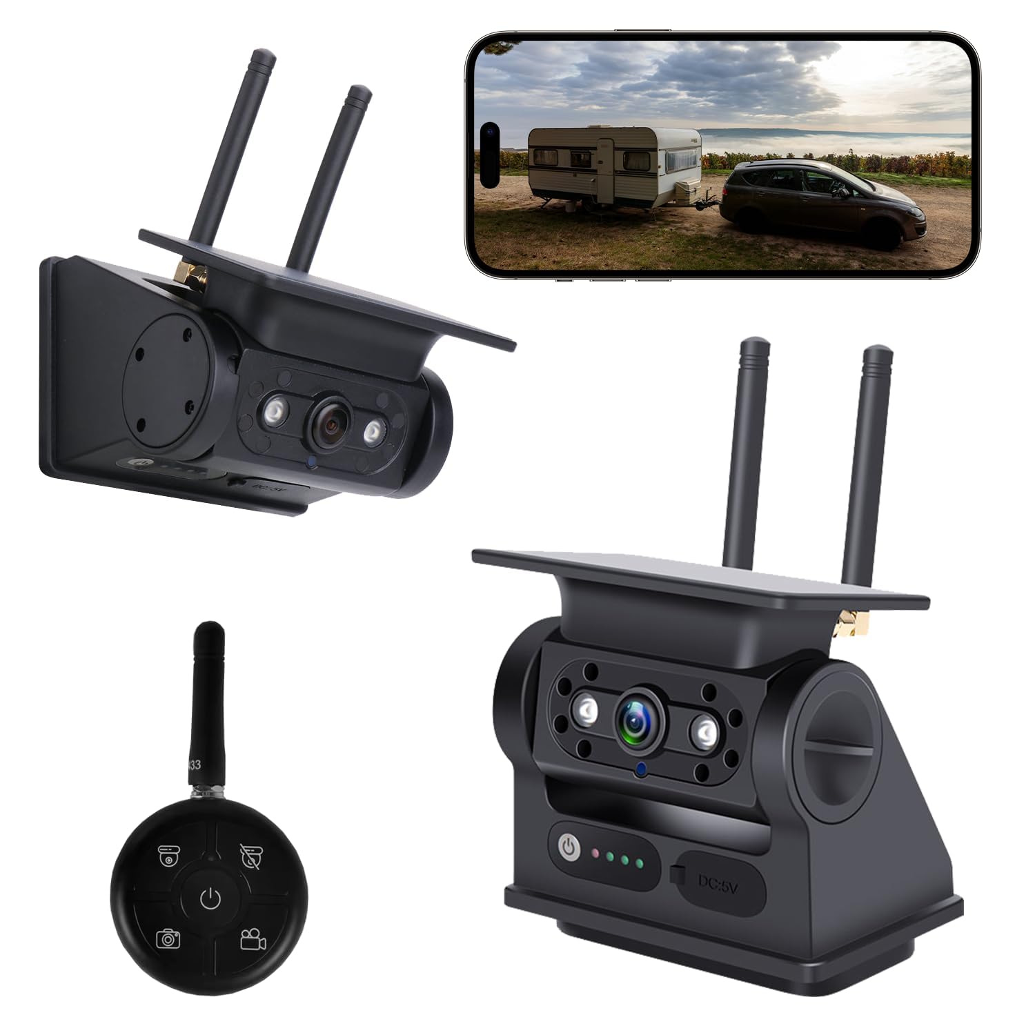 Telecamera solare WiFi per retromarcia, senza fili, magnetica, FHD 1080P 5G, pannello solare WLAN 10000 mAh, visione notturna IR IP69K, impermeabile, per iPhone Android, parcheggio auto