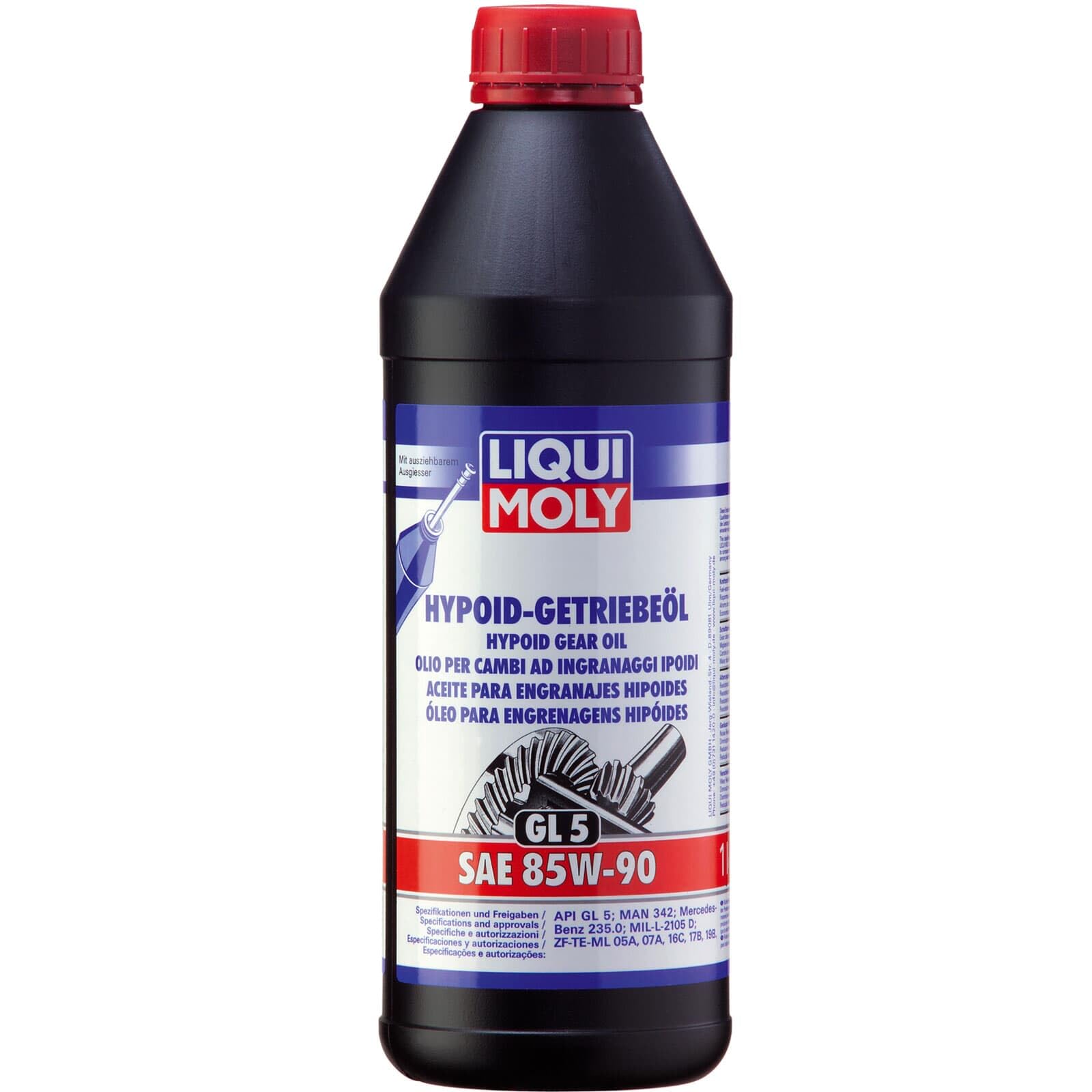 Liqui Moly 4x 1035 Achsgetriebeöl (4 x 1 L Kunstoffdose) | 4x 1035,LIQUI Moly Hypoid-Getriebeöl (GL5) 85W-90, Getriebeöl