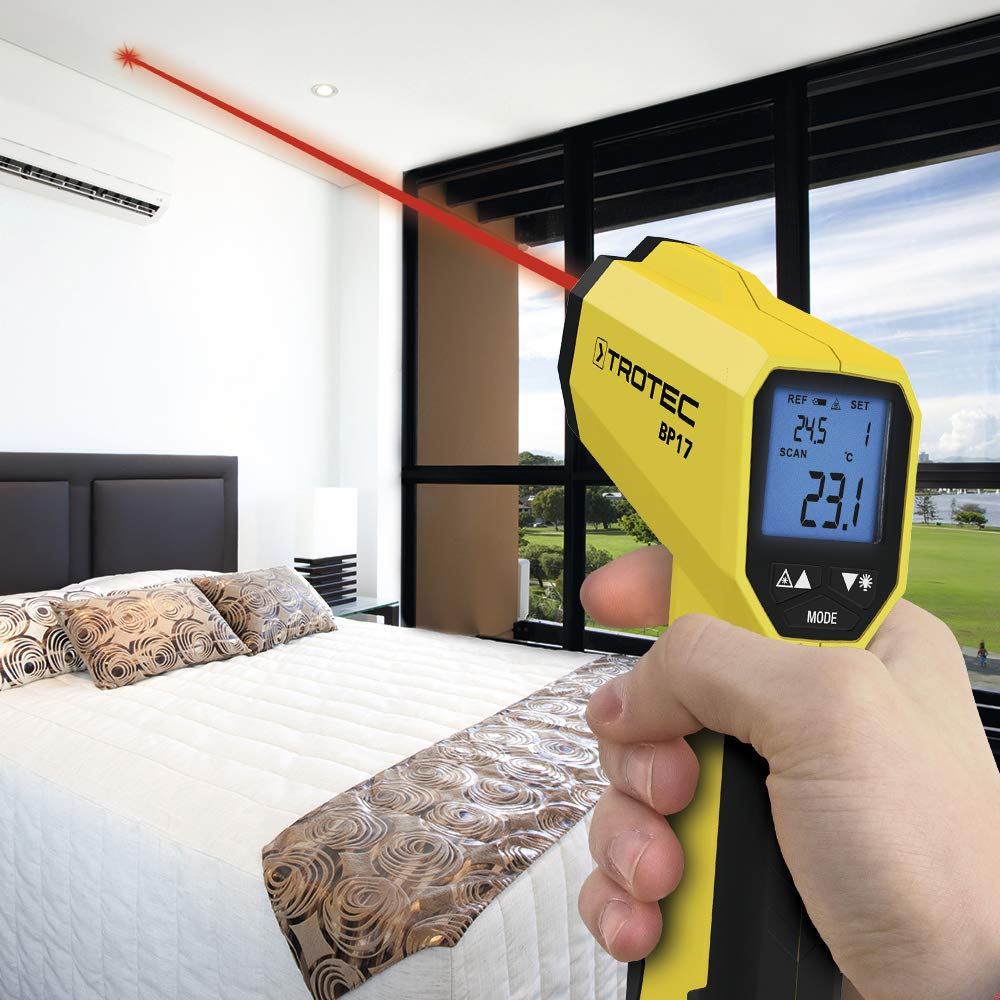 TROTEC Termometro a infrarossi BP17 - termometro laser, rilevamento del punto di rugiada - campo di misura da -50°C a +380°C, pirometro