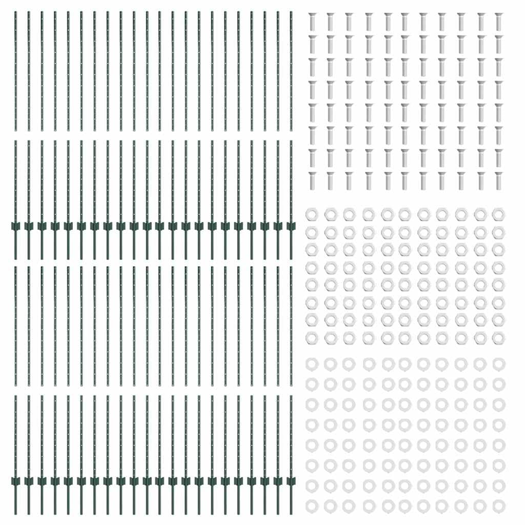 Postes para valla de hormigón, 44 unidades, color verde, 200 cm | Acero resistente, diseño cilíndrico, fácil de montar en parejas, para jardín y terraza
