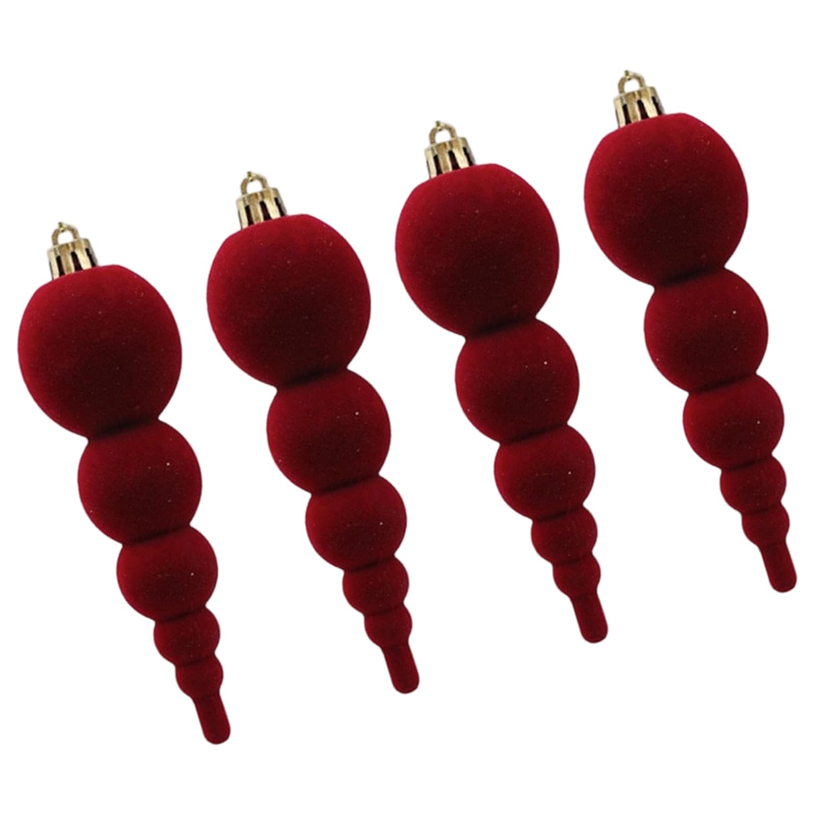 4PCS Flocking Velvety Christmas Gourd Ornaments Festive Hanging Tree Decorations for Holiday Home Flocking Calabash Christmas Ornaments