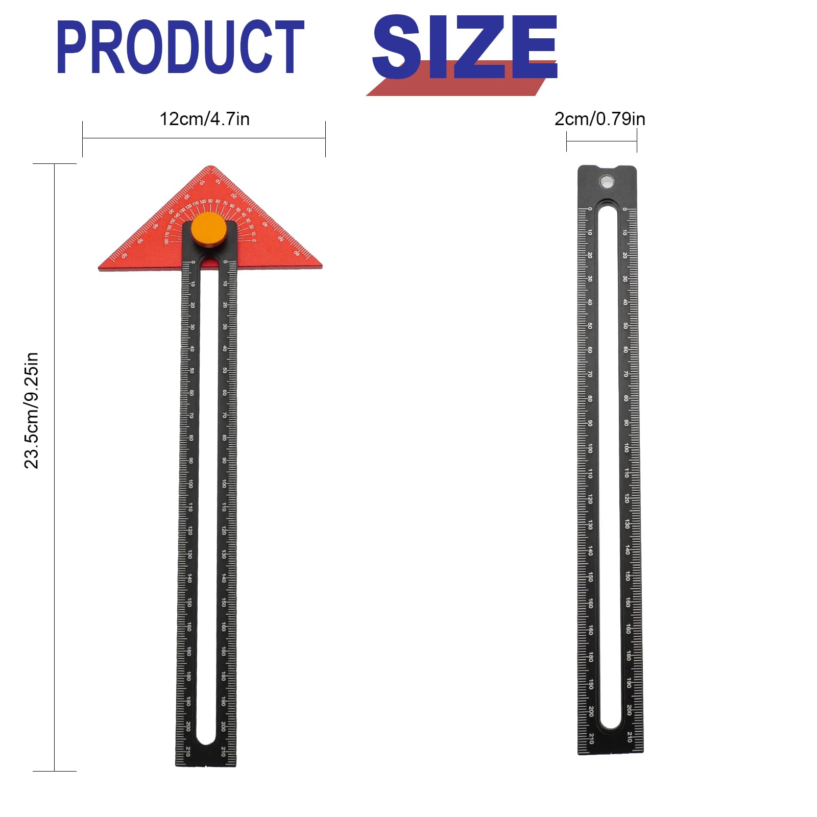 oupados Steel Ruler,T Bevel Blade Ruler,Adjustable Angle Sliding T-Square for DIY Carpenter, Architect,Woodworking,Furniture Making - Image 2