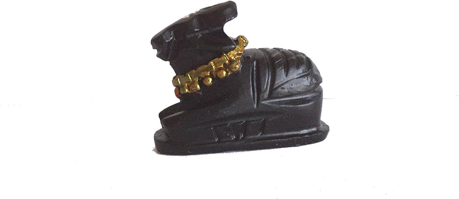Nandi Idol, Handcrafted Matt Finish Shiva's Cow Statue for Temple Puja/Home, Nandi Pindi Showpiece, Ideal Gift Item for Housewarming (Black) (Small)