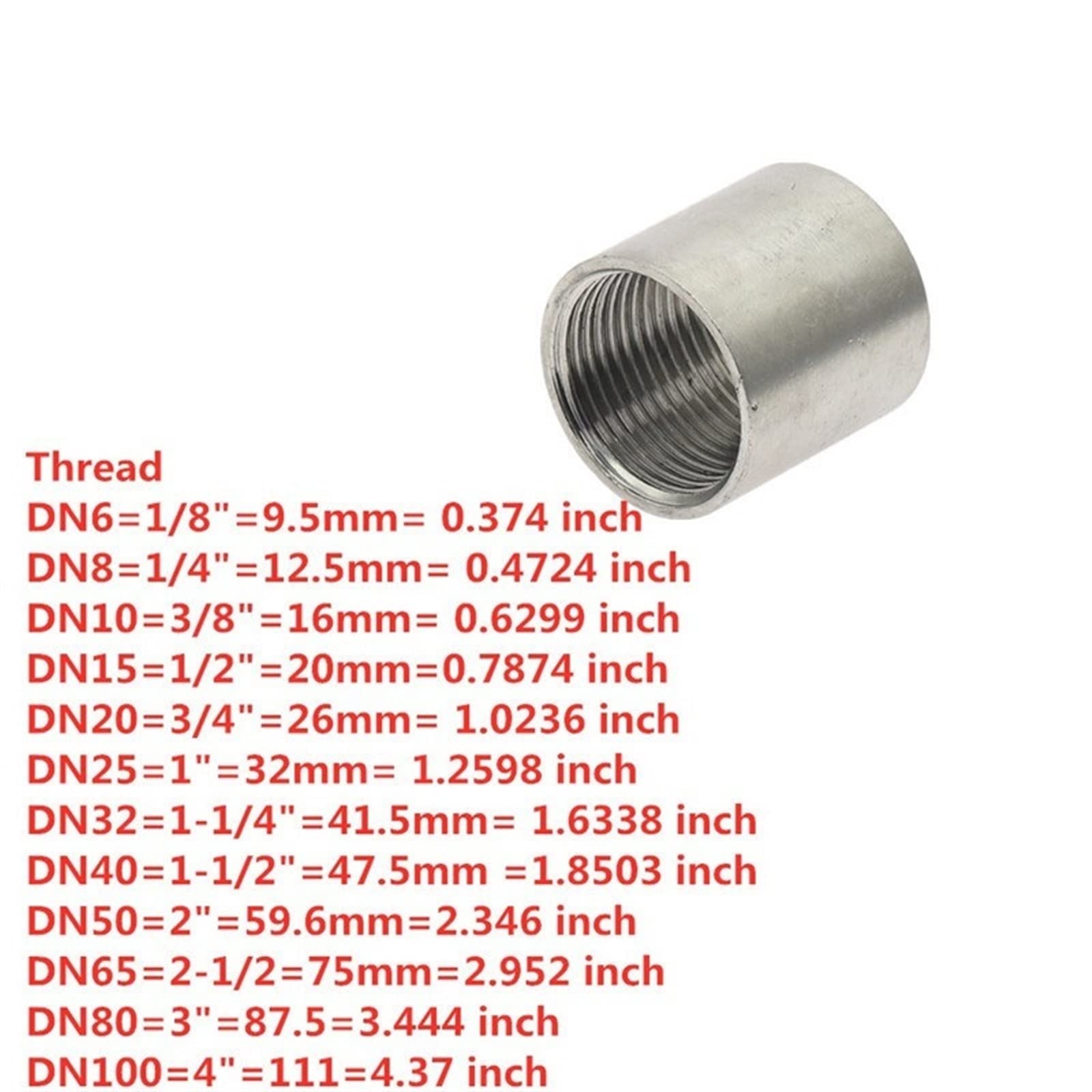 DOLUNTO Adaptador de instalación de tubería roscada Hembra Recta de Montaje de tubería de Agua de Acero Inoxidable 304 (Color : Female Threaded, Thread Specification : DN100)