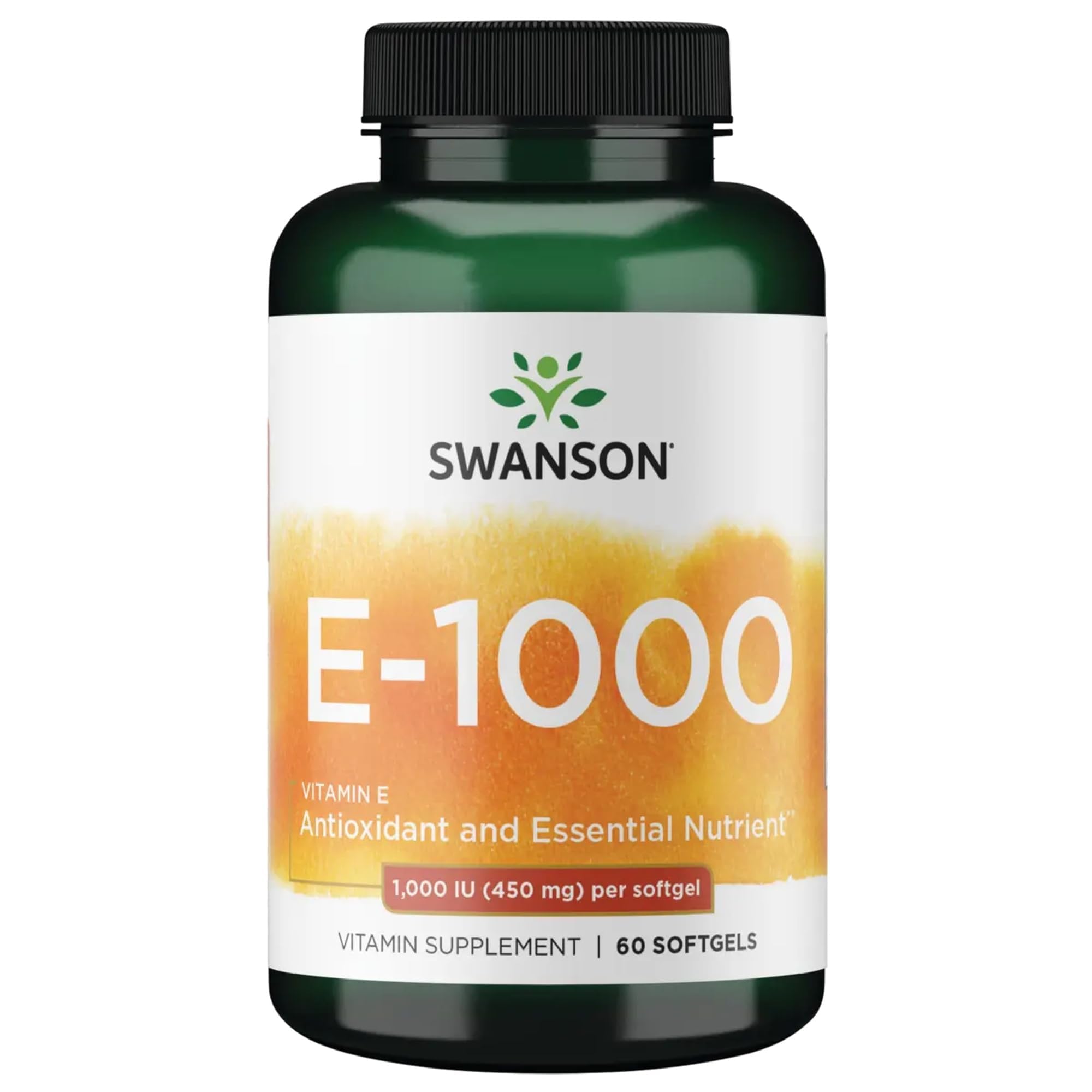 Swanson Vitamin E 1000 IU (450 mg) for Antioxidant Support, 60 Softgels 60 Count (Pack of 1)