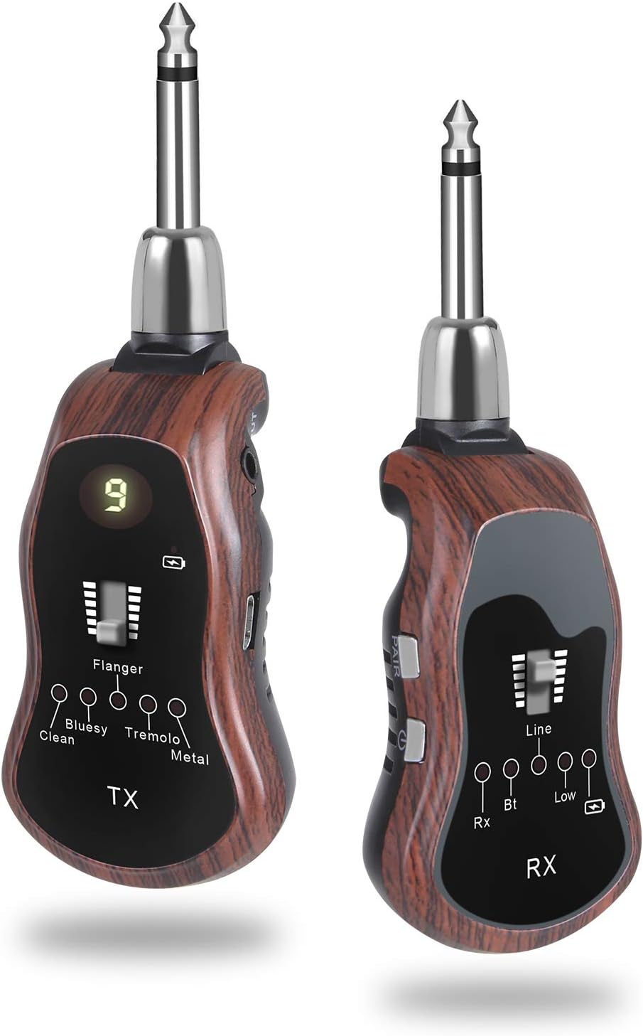 TONOR Rechargeable Wireless Guitar System 10 Channels Wireless Audio Transmitter Receiver bluetooth for Electric Guitar Bass, Built-in Five Guitar Effects ORIGINAL/BLUESY/FLANGER/TREMOLO/META