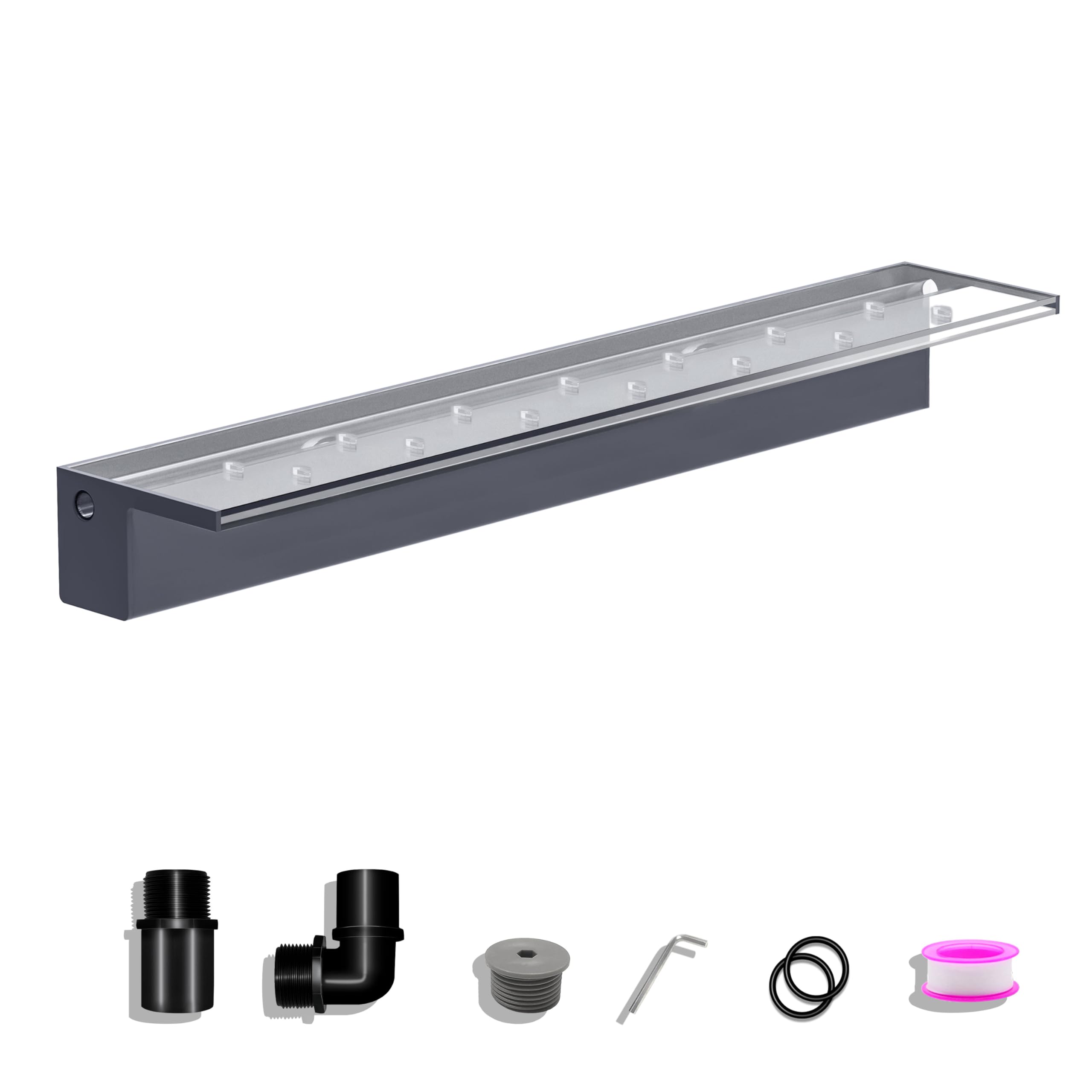 Juego de cuchillos de cascada para estanque, fuente de piscina de acrílico de 90 cm, con accesorios, ancho de 15 cm, juego de agua, cascada para jardín, patio, decoración de estanques