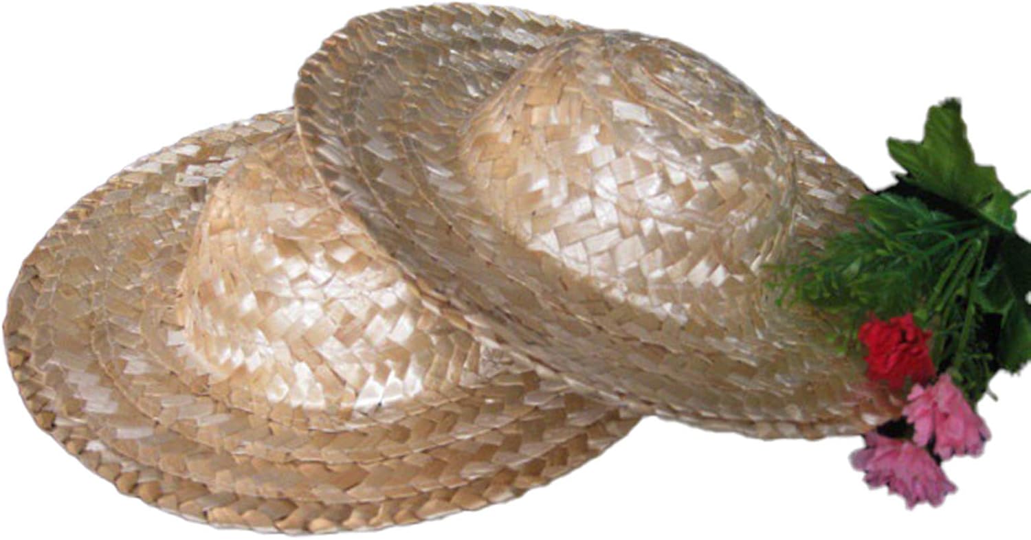 10Pcs DIY Painting Straw Hat 8/7/6/5inch Handcraft Weaving Figure Doll Toy Accessories Home Decoration (8inch)