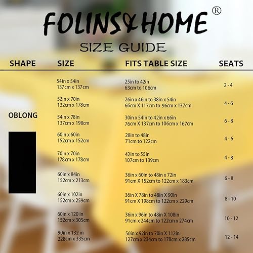 Miniatura 5 de FOLINS&HOME Mantel rectangular amarillo de 60 x 84 pulgadas, sin arrugas, impermeable, de poliéster, a prueba de derrames, resistente y lavable,