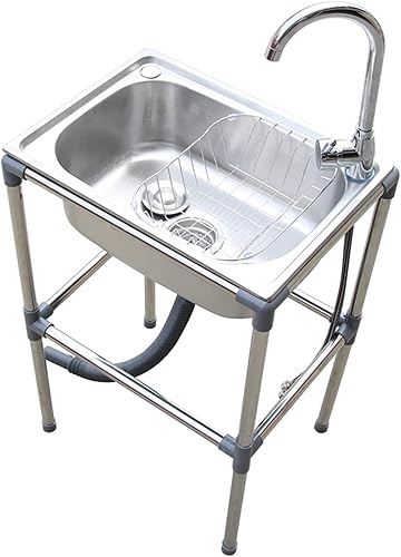 Fregadero de acero inoxidable, estación de fregadero de restaurante independiente con colador, preparación de cocina y fregadero utilitario para el