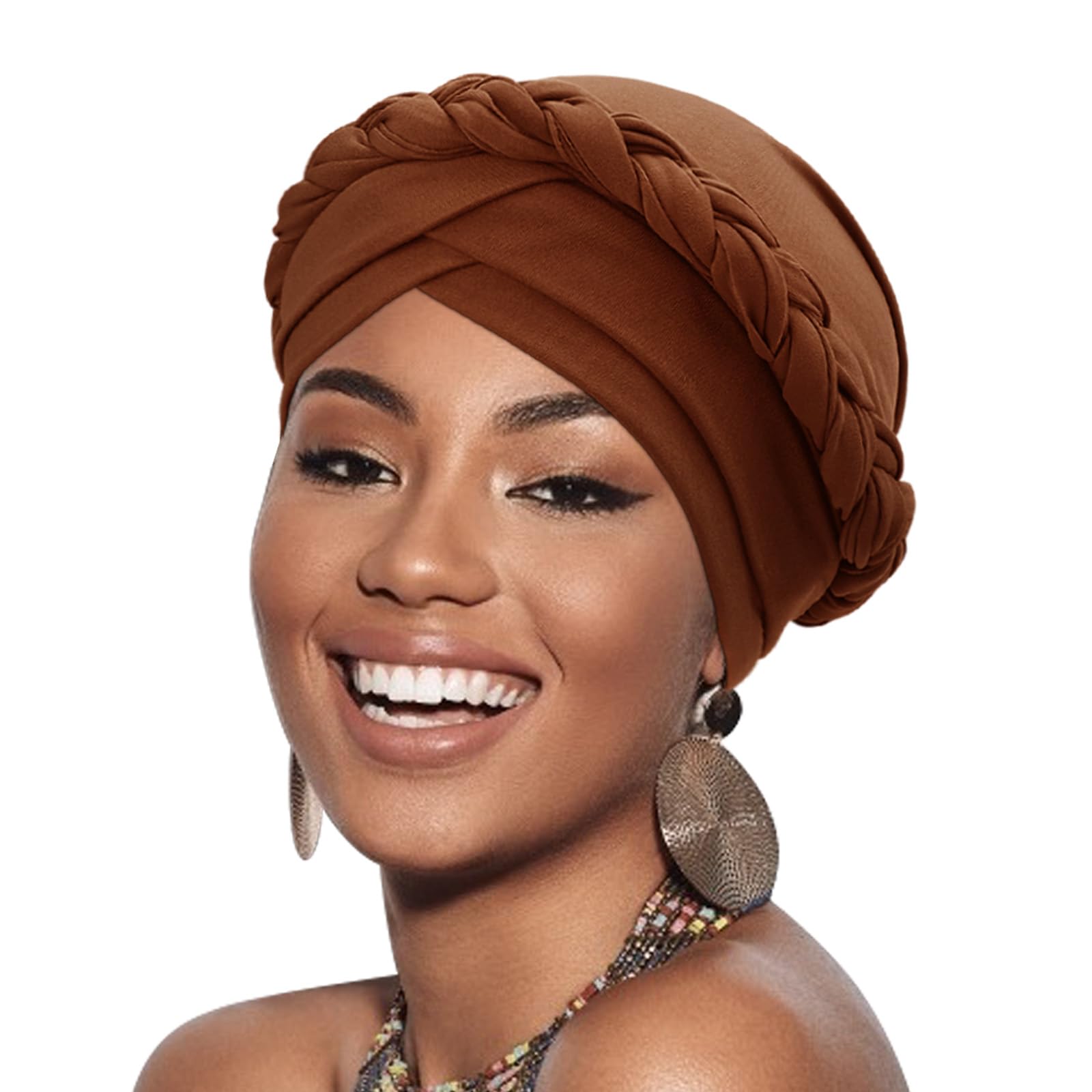 DRESHOW Turban Pre-Tied Twisted Hat Thread African Head Wraps for Black Women Chemo Cancer Cap Braid Hair Cover
