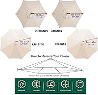 Vista 7 de ZJIEX Cubierta para sombrilla de repuesto de 9 pies y 10 pies, 6 varillas, 8 varillas, protección solar, repuesto