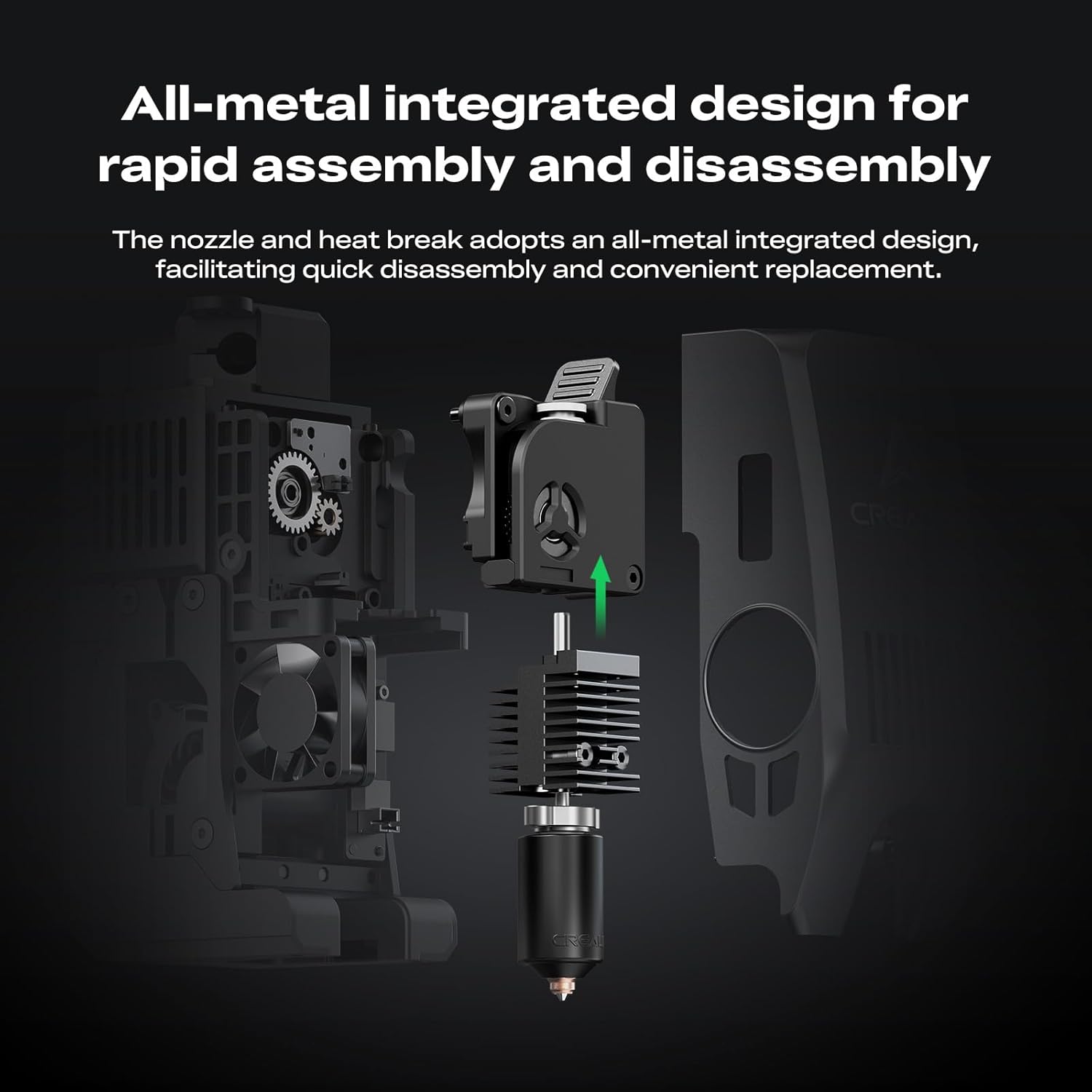 Creality K2 Pro Ceramic Heating Block Kit, All-Metal Integrated Hotend with Titanium Heat Break, Supports Engineering Filaments, for K2 Pro 3D Printer
