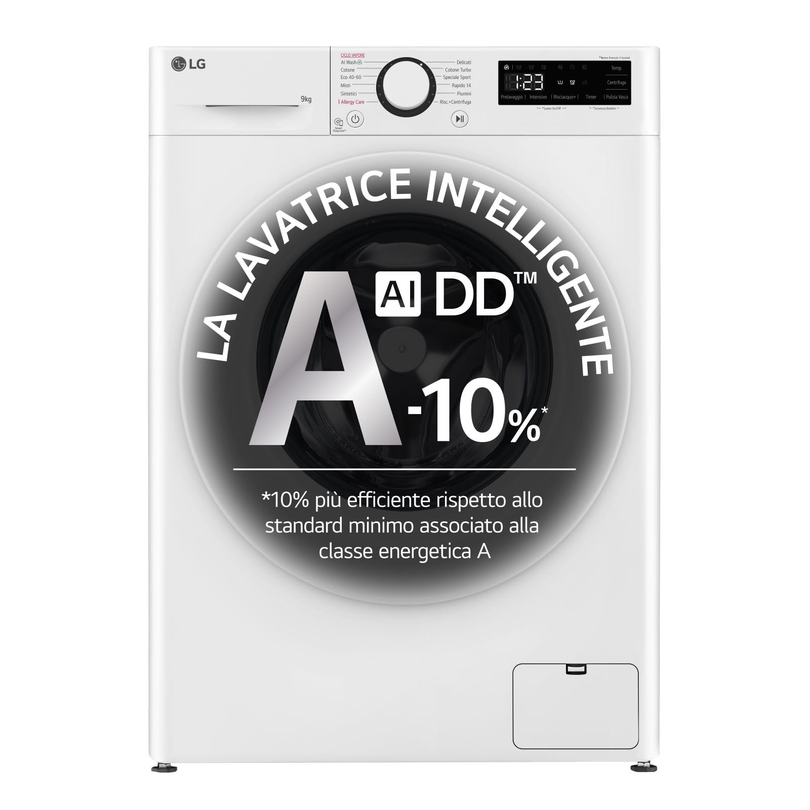 LG F4R3009NNWW Lavatrice 9kg AI DD, Classe A-10%, 1400 giri, Lavaggio con AI - 4