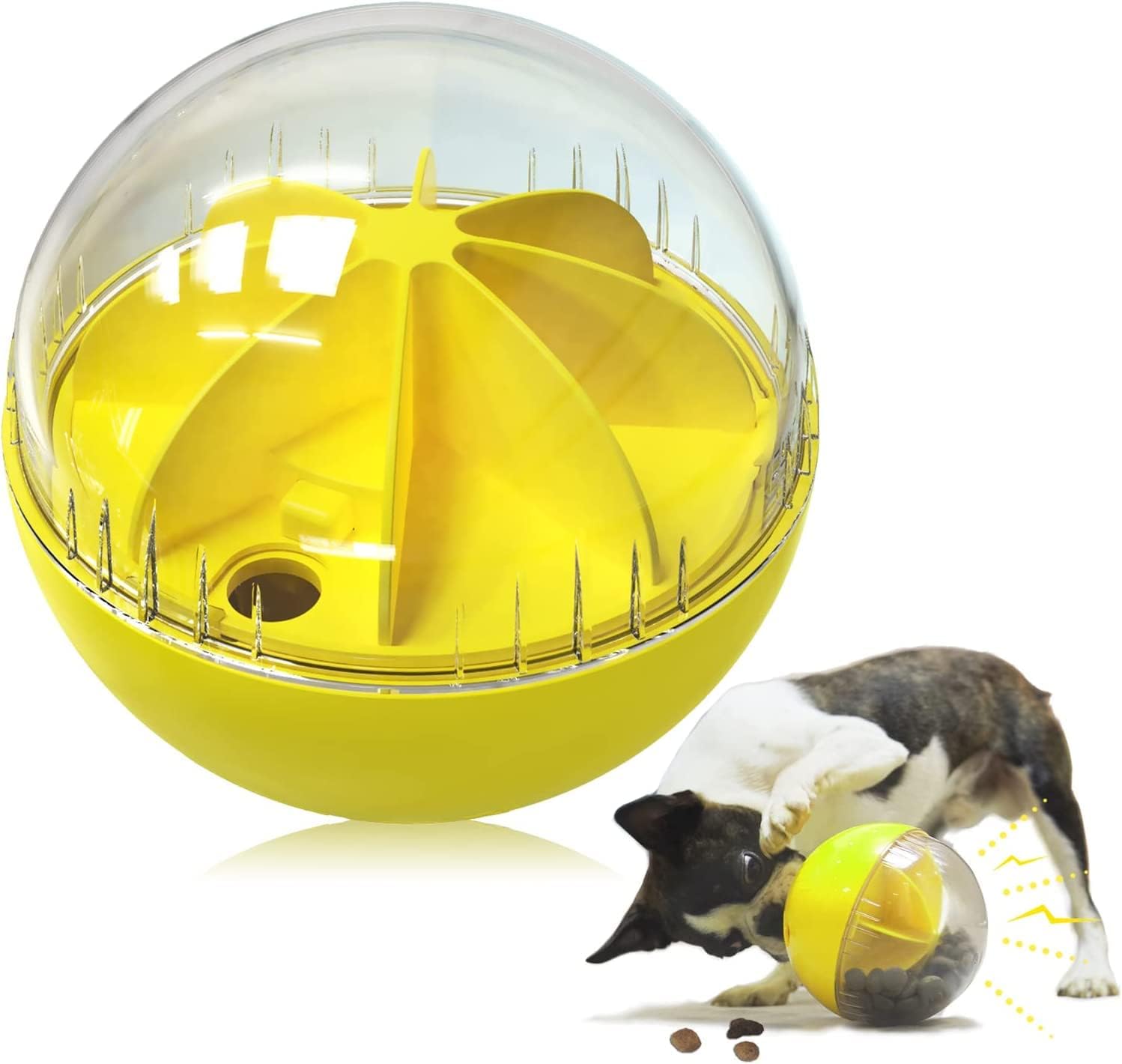 CERISUNO Dog Treat Balls-Adjustable Food Dispenser Dogs Puzzle Toy Wobble Wag Talking Giggle Squeaky Indestructible Ball Puppy Chewers…