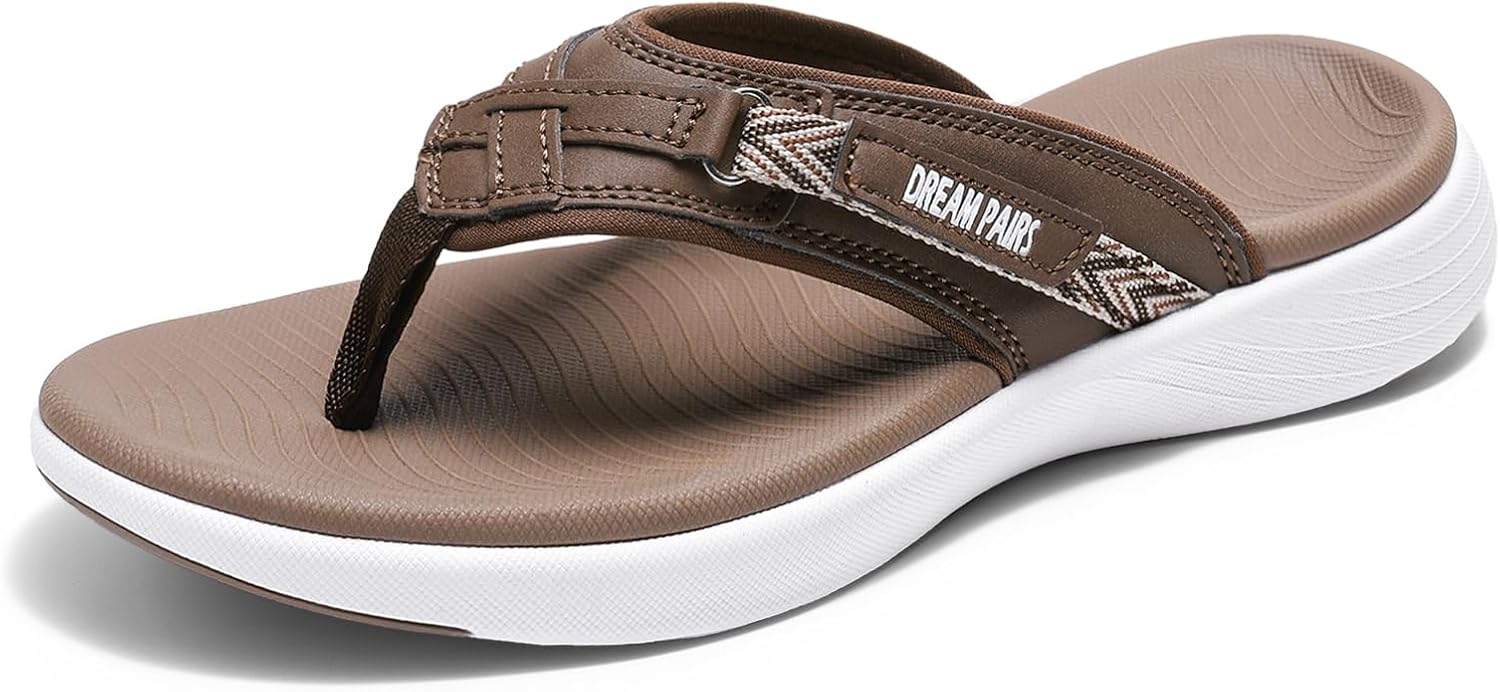 DREAM PAIRS Women's Arch Support Flip Flops Comfortable Thong Sandals