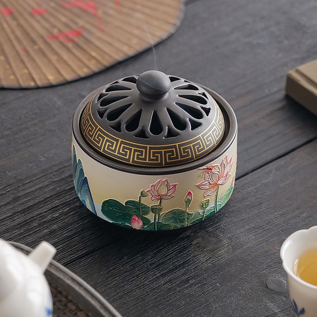 Incense Stick Holder Incense Burner Ceramic Aromatherapy Burner Household Indoor Buddha Ornaments Large Antique Landscape Incense Burner Incense Holder for Sticks (Color : C)