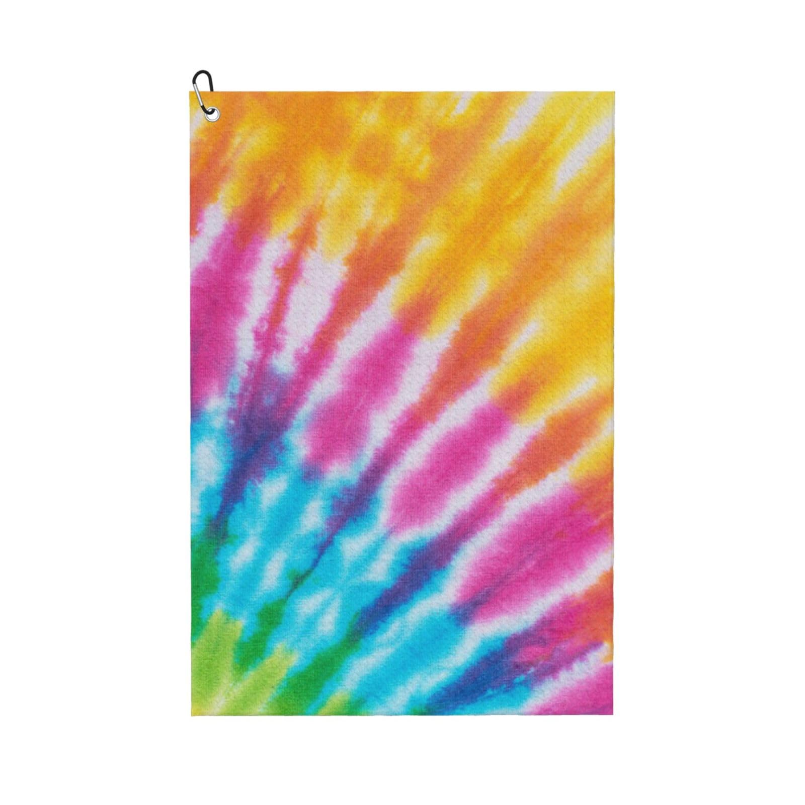 Hnnkloy Colorful Spiral Tie Dye Rainbow, 16x24 in Portable Waffle Golf Towels with Carabiner Clip for Golf Bag