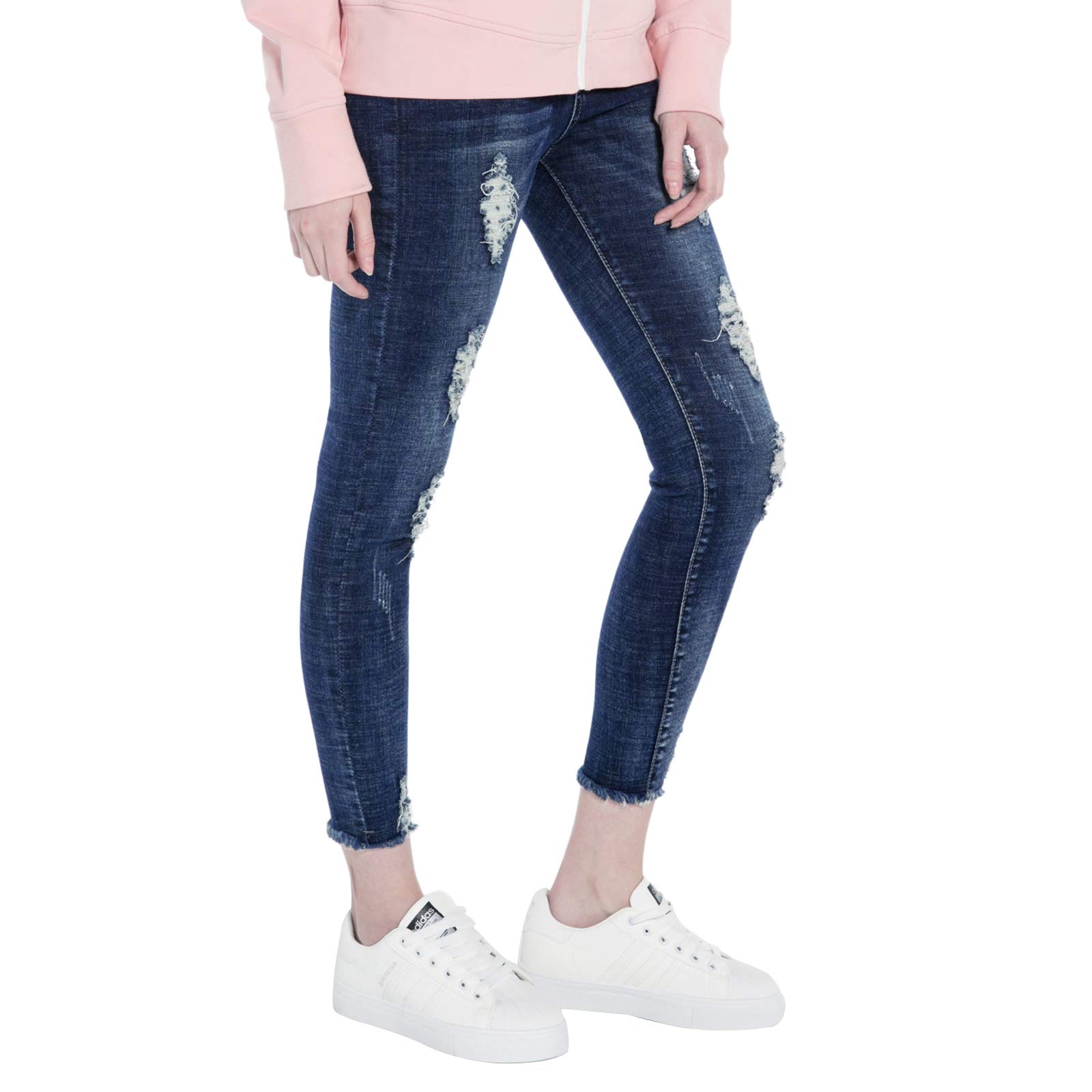 Extreme PopWomen's Damaged Slim Fit Distressed Skinny Fitted Jeans (UK Stock)