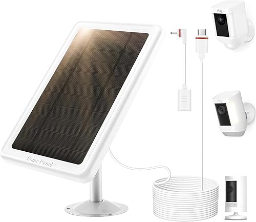 Panel solar para cámara de anillo, compatible con Ring Stick Up Cam, Stick Up Cam Pro, Ring Spotlight Cam, Spotlight Cam PlusPro Battery (paquete de