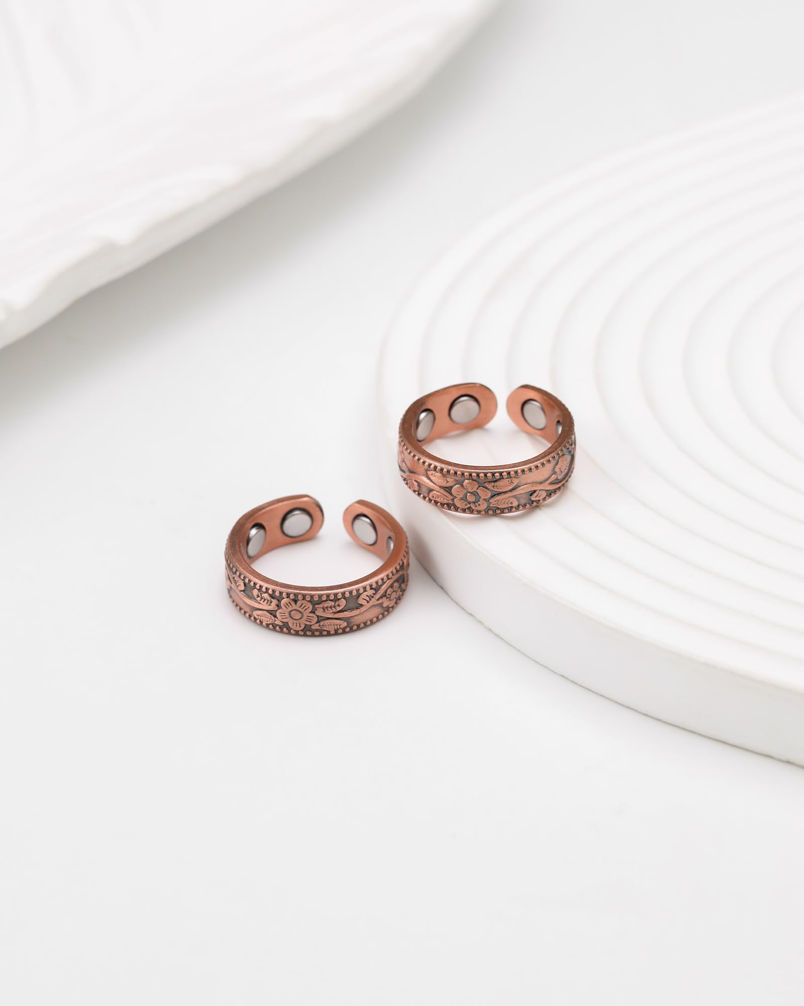 Jecanori Copper Rings for Women, Pure Copper Magnetic Lymphatic Drainage Rings