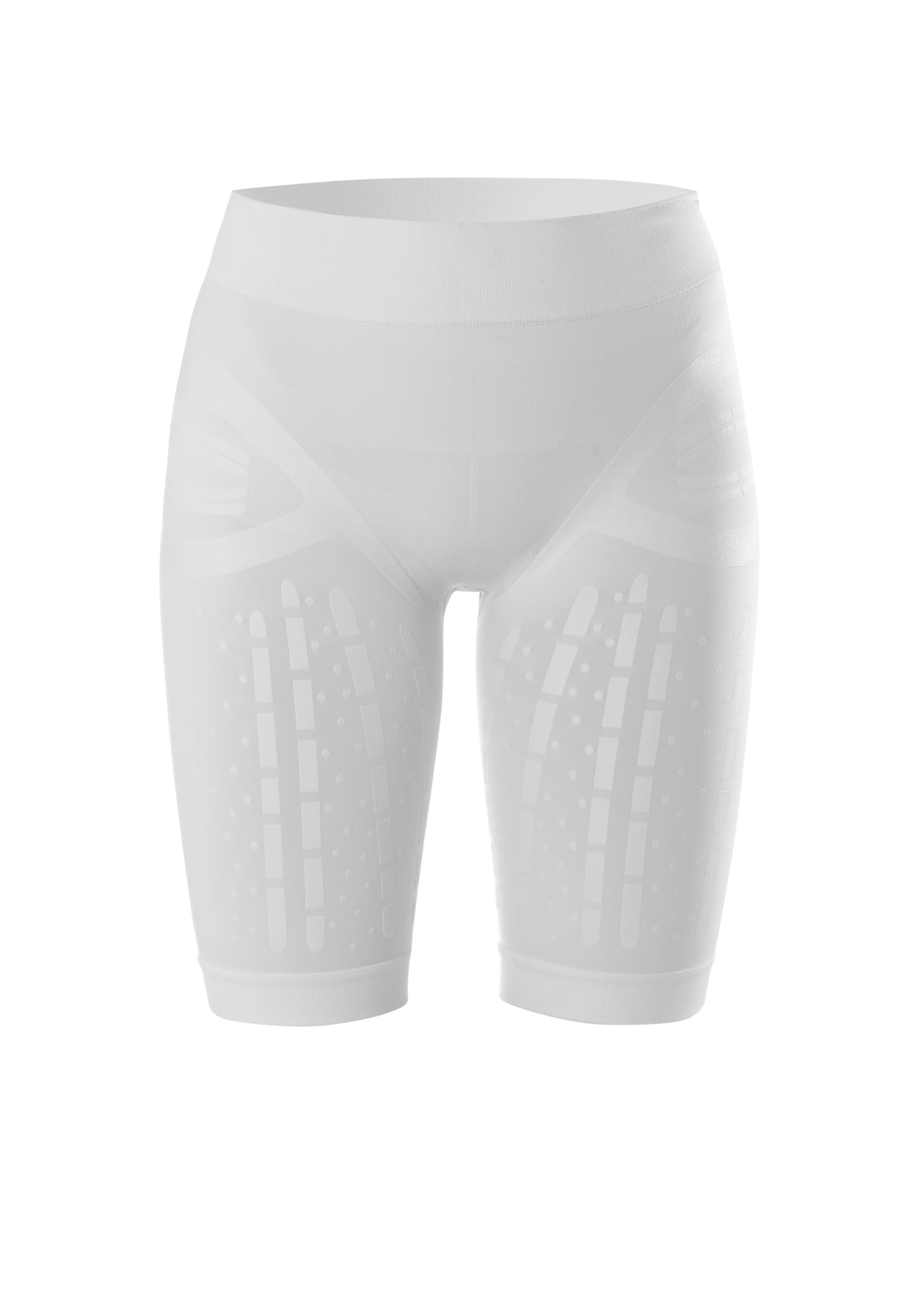 FLOKY Shorts Uomo Donna ACTIVATOR. Pantaloncino biomeccanico. Multisport. Short Unisex a Compressione Graduata. Migliora la stabilità Muscolare. Accelera Il Recupero Post Allenamento. Bianco. L-XL