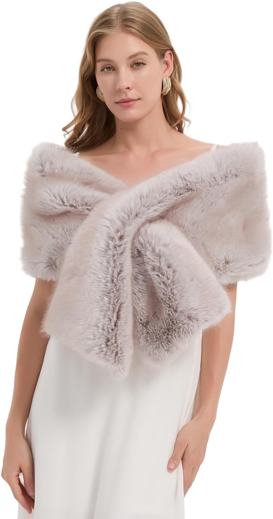 Women's Faux Fur Shawl Wraps Cloak Coat Sweater Cape for Evening Party