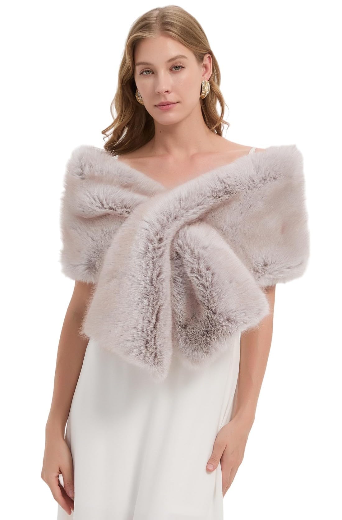 Women's Faux Fur Shawl Wraps Cloak Coat Sweater Cape for Evening Party