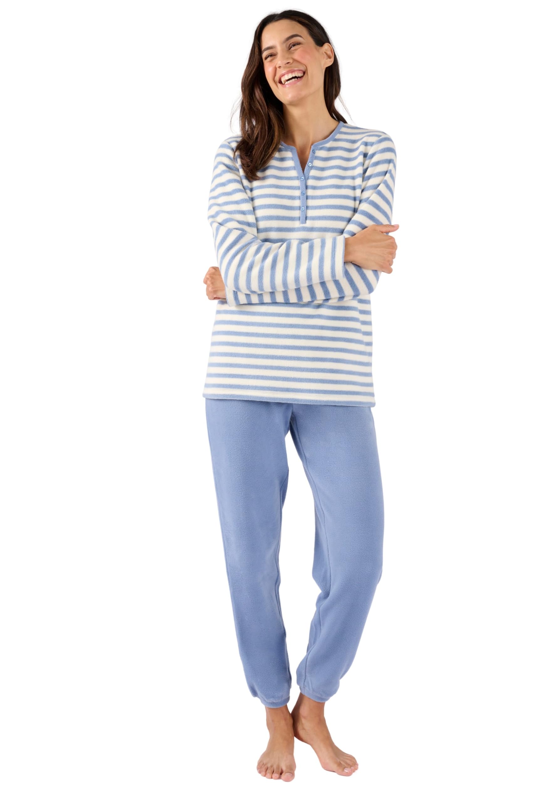 Damart Thermolactyl Femme Pyjama | Maille polaire, Polyester, Col Rond, Manches longues, Vêtement de Nuit