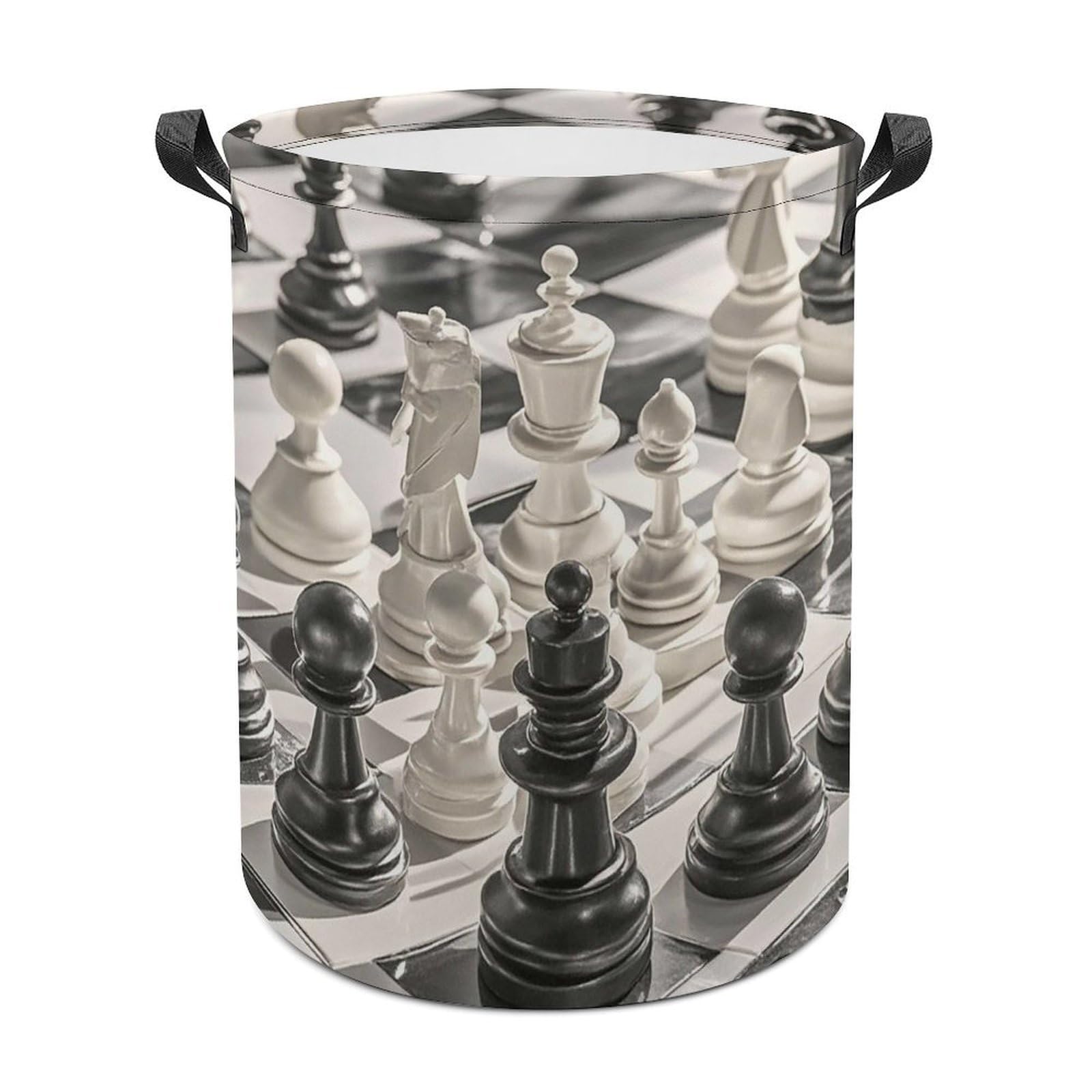 Wäschekorb Schwarz-Weiß-Schach Aufbewahrungskorb 50X40Cm