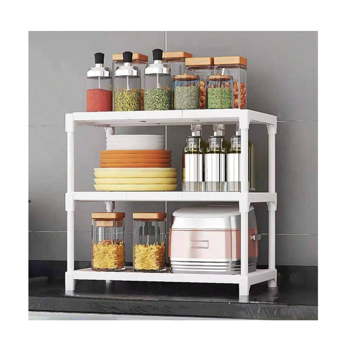 Lukzer 3-Layer Multi-Utility Rack (White) – Freestanding Plastic & Metal Shelf Organizer for Kitchen, Bathroom, Living Room, Pantry & Home Storage – Rust-Free, Waterproof, Durable CH-125 4