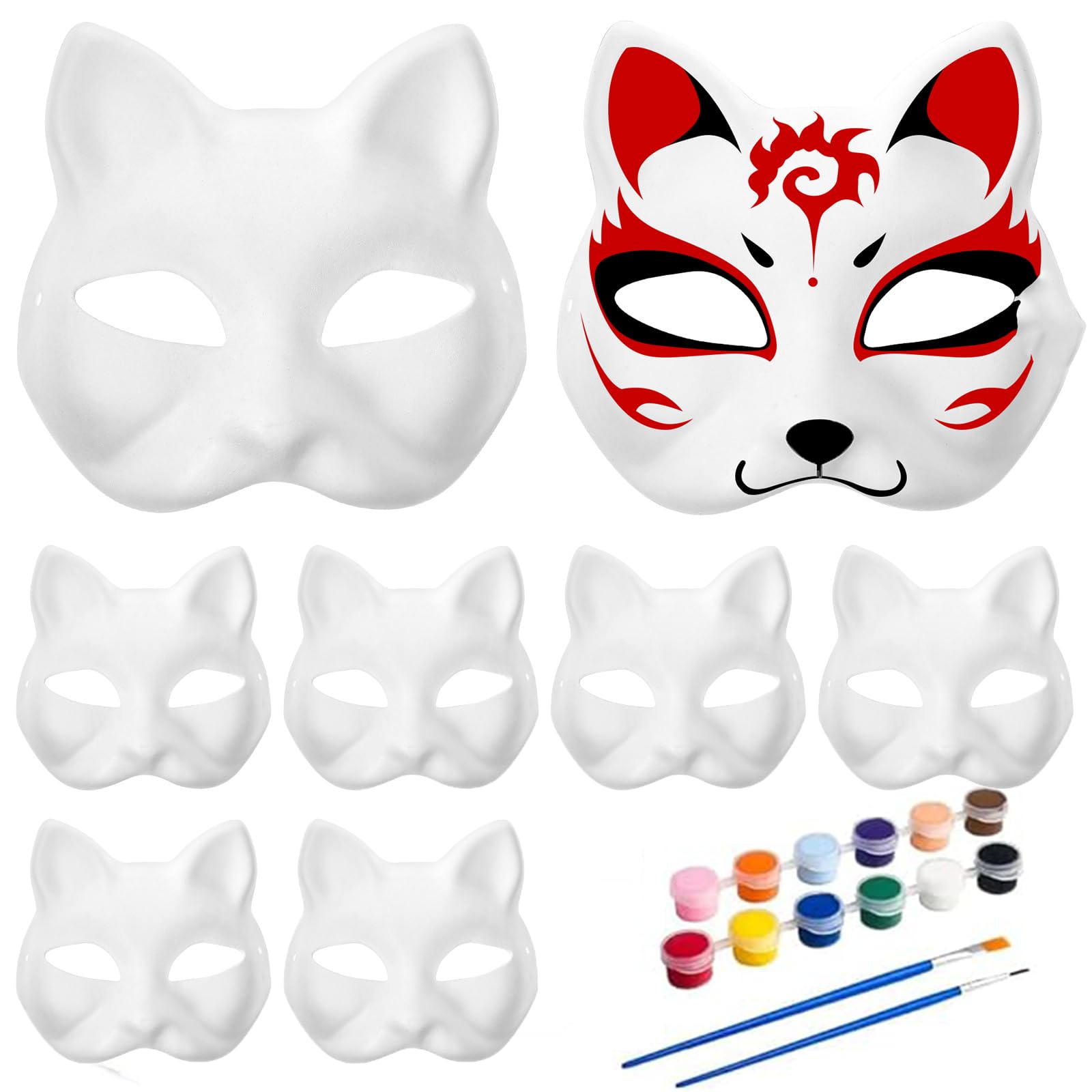 15Pcs Therian Mask with Strap, White Cat Masks to Paint, Blank Masks to Decorate, Paper Masks for Crafts Halloween Masquerade Party Favors Face Dress Up Mask