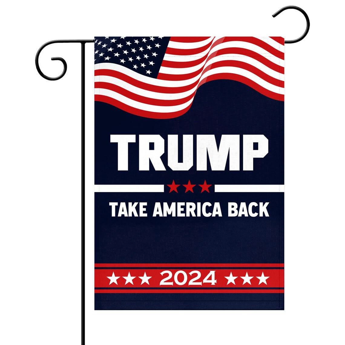 Factory CraftsMade In USA - Not China - Trump 2024 Garden flag | Take America back | 18"x12.5" Vertical Double sided print - **pole not included** Indoor/Outdoor Yard Decoration |