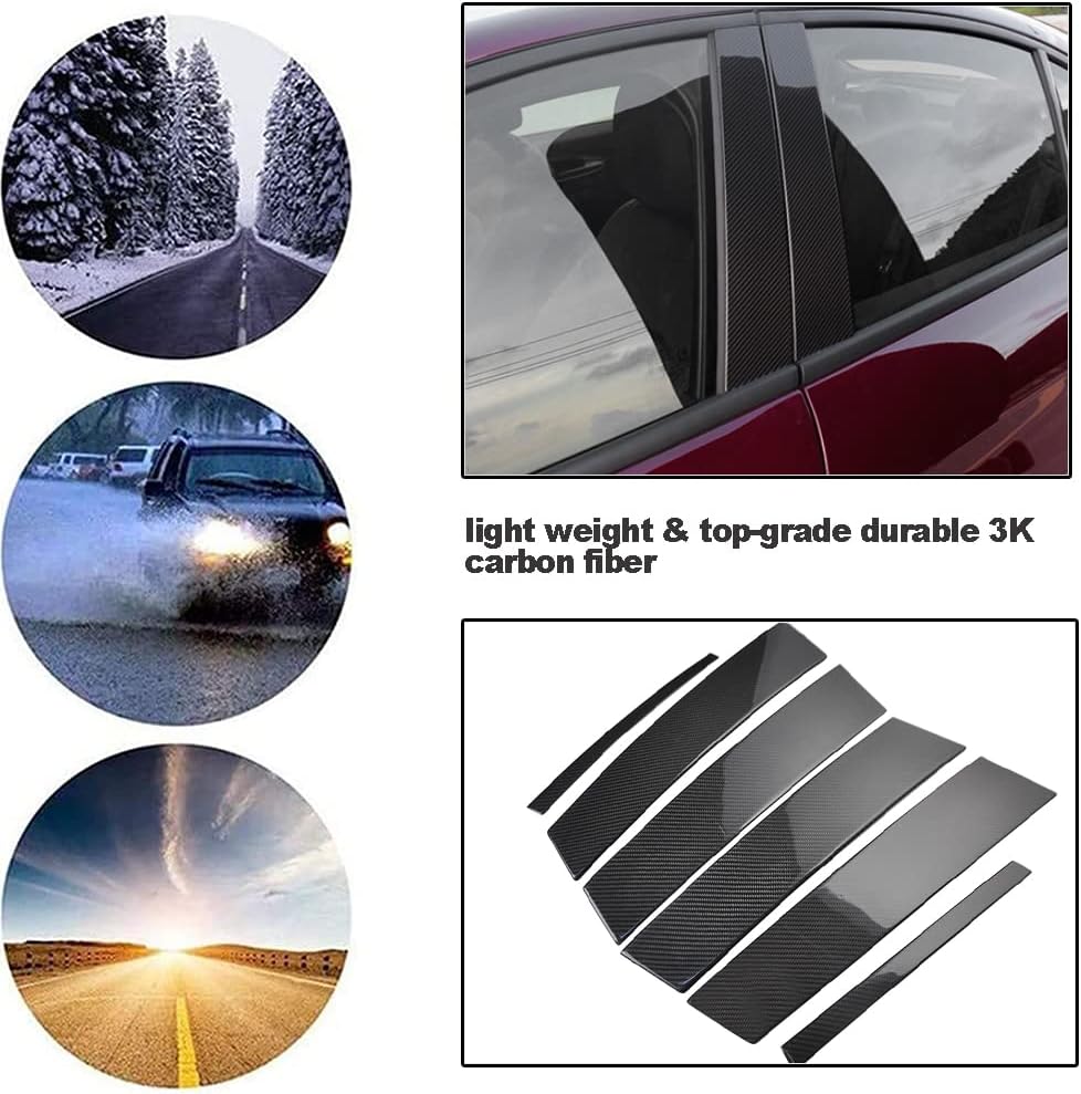 Exterior Side Door Window Pillar Posts Tint Overlay Panel Cover Trim Fits for Alfa Romeo Giulia Sedan 4-Door 2017-2021Window Center Pillar Post Trim Cover 6pcs/Set