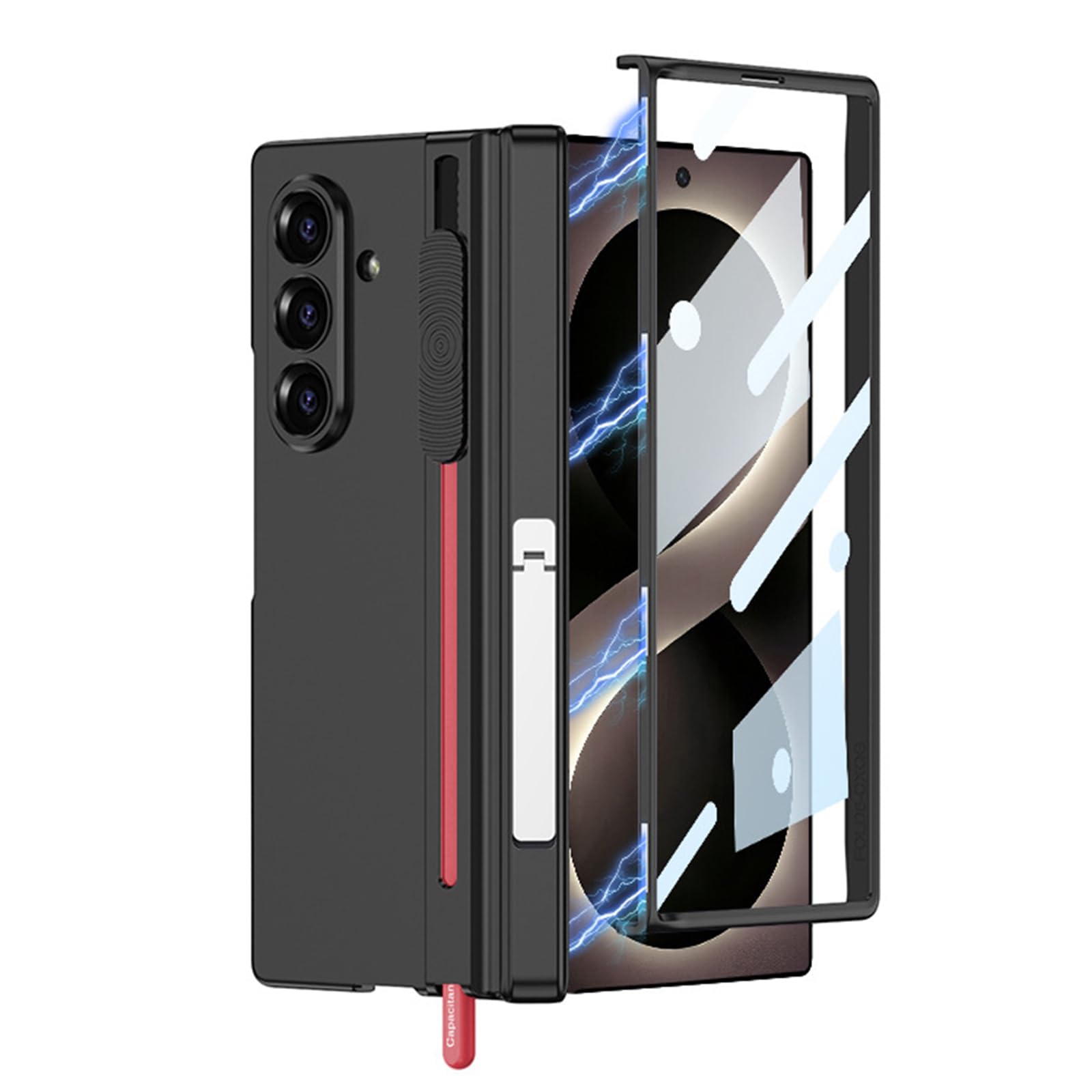 Cover Sottile Per Samsung Galaxy Z Fold 8 Ultra Magnetica S-Pen | Cover rigida PC opaca con protezione cerniera magnetica, stand e porta S-Pen. Design sottile per uso quotidiano(Red)