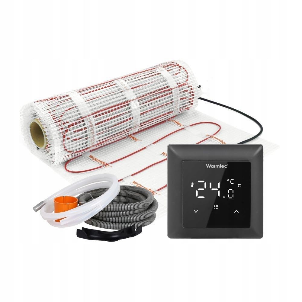 WARMTEC Calefacción eléctrica por suelo radiante 170 W/m² | Manta calefactora autoadhesiva con termostato para calor bajo baldosas con clase de protección IPX7 | WRT Negro 1 m²