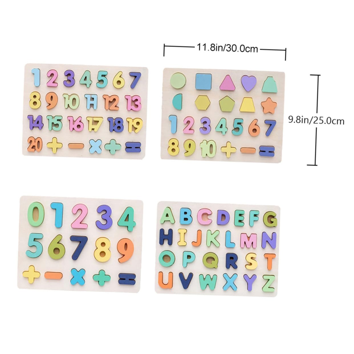 Puzzle Educativo in Legno Numeri e Lettere, Set 4 Pezzi | Festa Scuola Decor, Giocattoli da Tavolo Educativi, Blocchi Costruzioni Ragazzo Ragazza