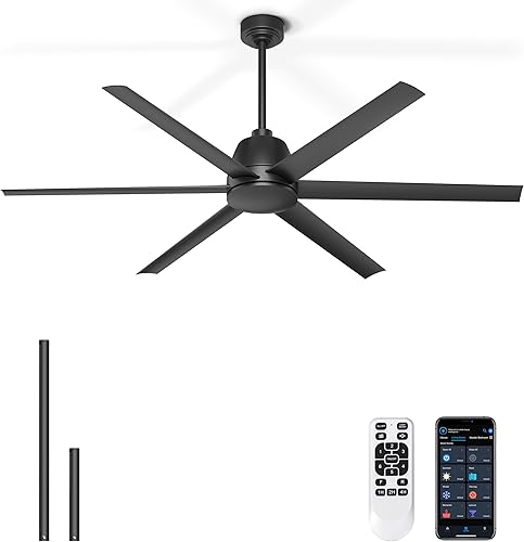 Miniatura 13 de Ventiladores de techo industriales de 96" con luces, ventilador de techo grande con control remoto/APP, ventiladores de techo para exteriores con 8