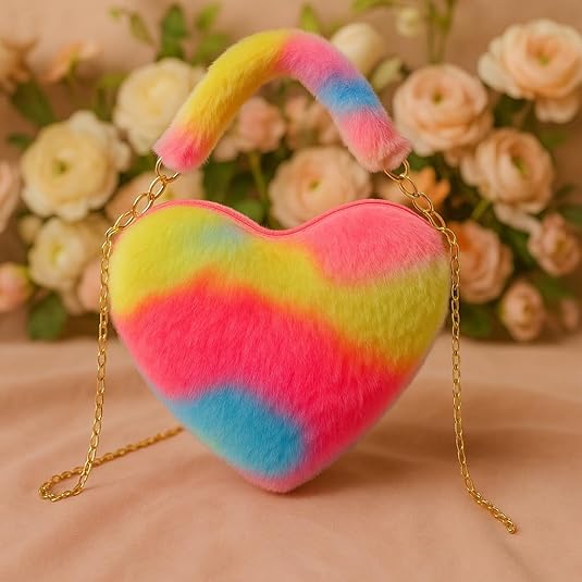 Pretty Baby Bag Love Shape Purse for Kids Girls Mini Hand Bag for Girls with Chain