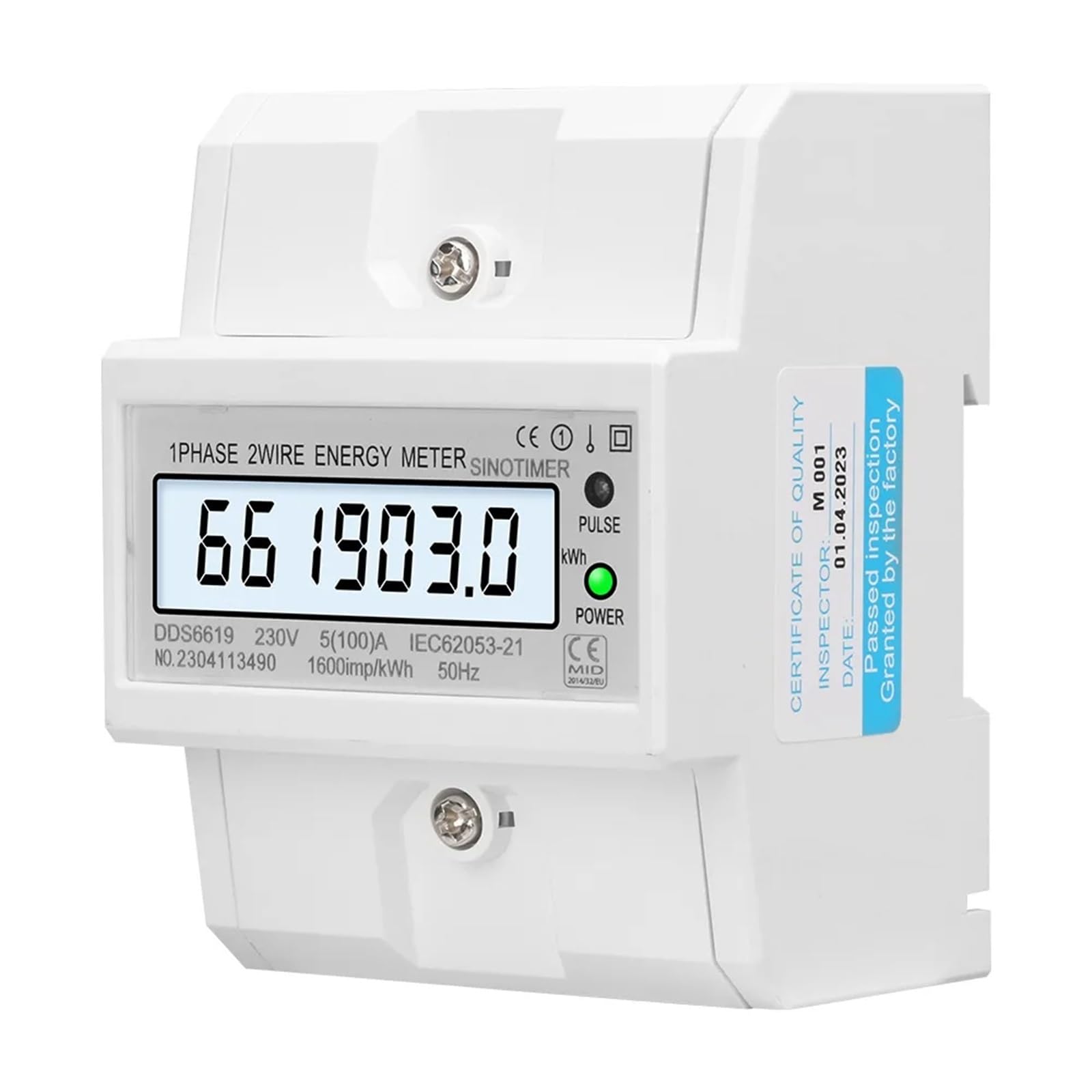 Jednofazowy elektroniczny licznik energii, AC 220 V, 100 A, 50 Hz, licznik kWh, zużycie prądu, szyna DIN, analogowy watomierz