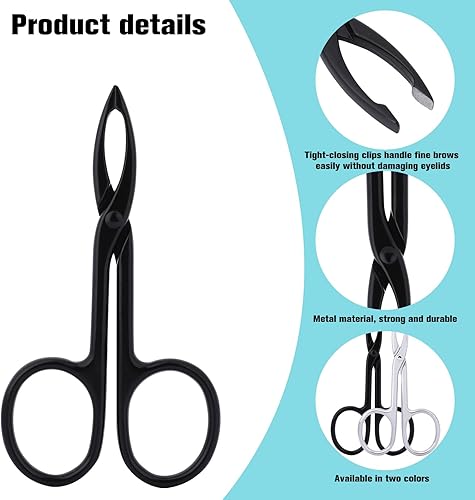Miniatura 2 de 2 pinzas con mango de tijera, punta recta, pinzas para cejas, tijeras en forma de pinzas para depilación facial para el cuidado de las cejas