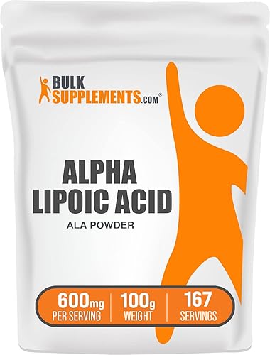 BulkSupplementscom Polvo de ácido alfa lipoico - Ácido alfa lipoico 600 mg en polvo - Suplemento antioxidantes - Suplemento de ácido alfa-lipoico -