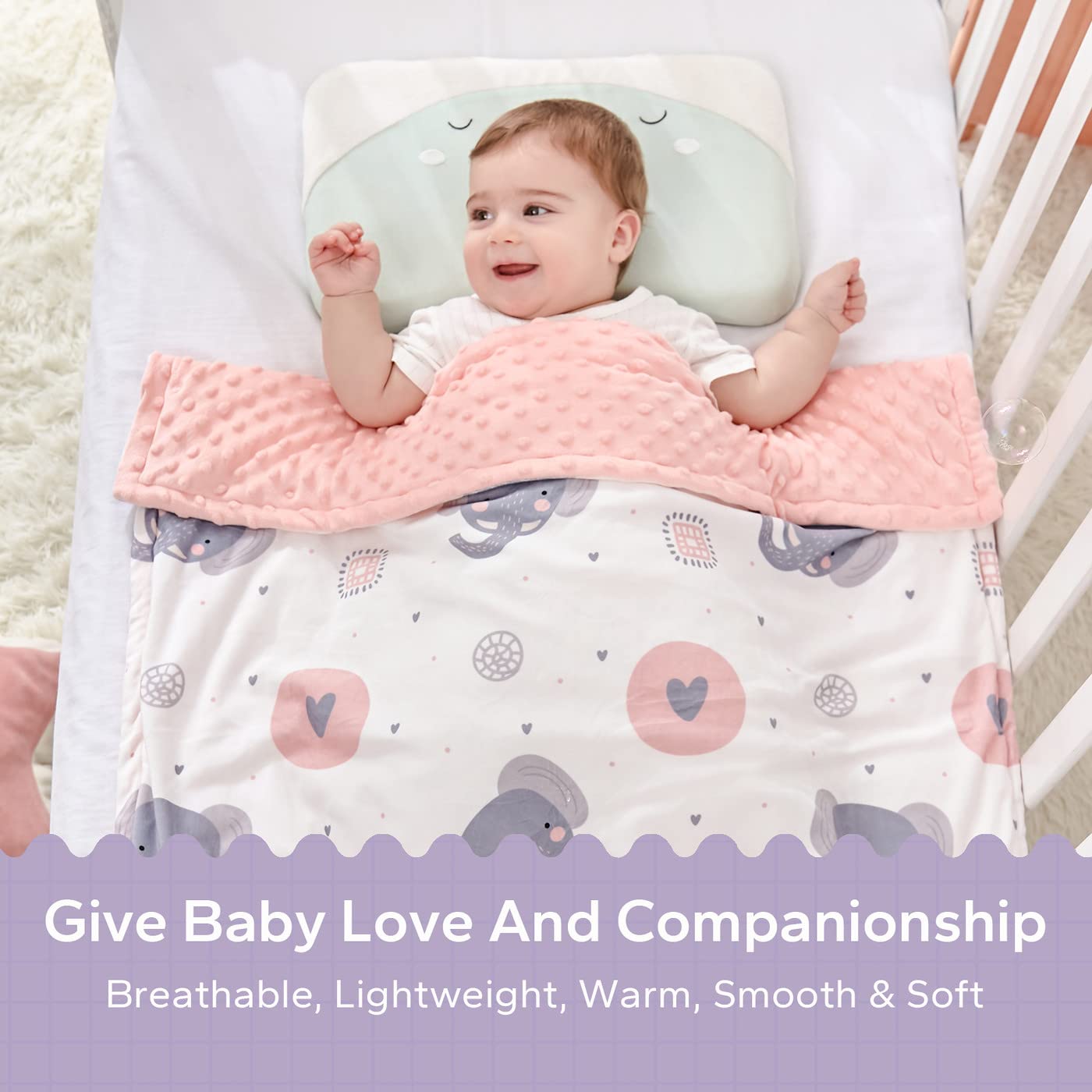 FUNUPUP Coperta per Neonati Cotone, Copertina Neonato 75x100 cm Bifacciale Morbida per Bambino Bambini Bambine
