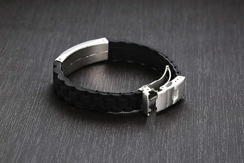 Miniatura 4 de XUANPAI Pulsera de identificación de alerta médica de silicona con grabado personalizado para hombres, ajustable