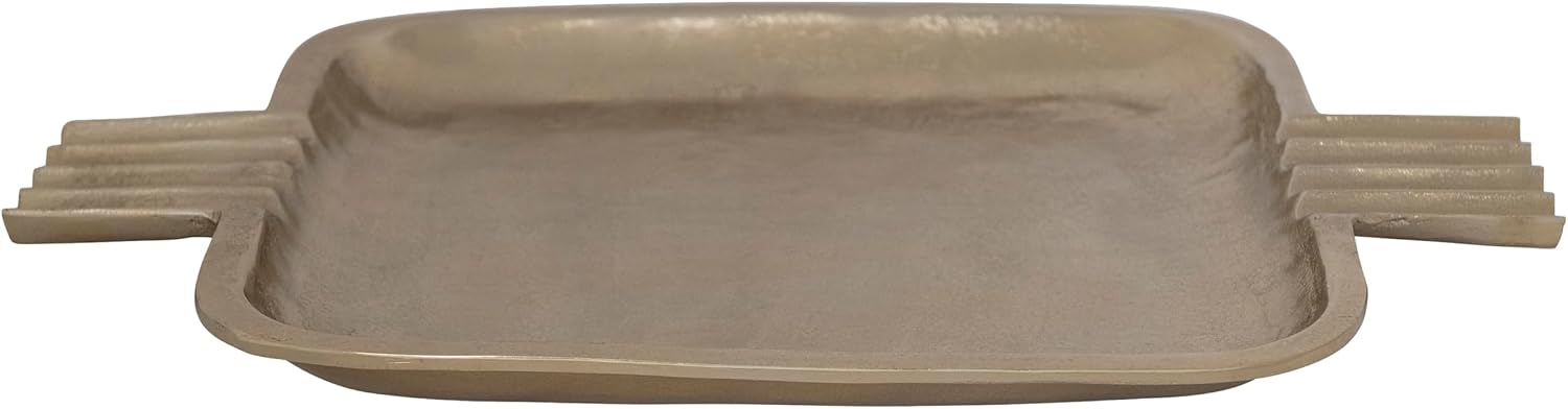 Creative Co-Op Aluminum Tray with Fluted Handles, Gold Finish