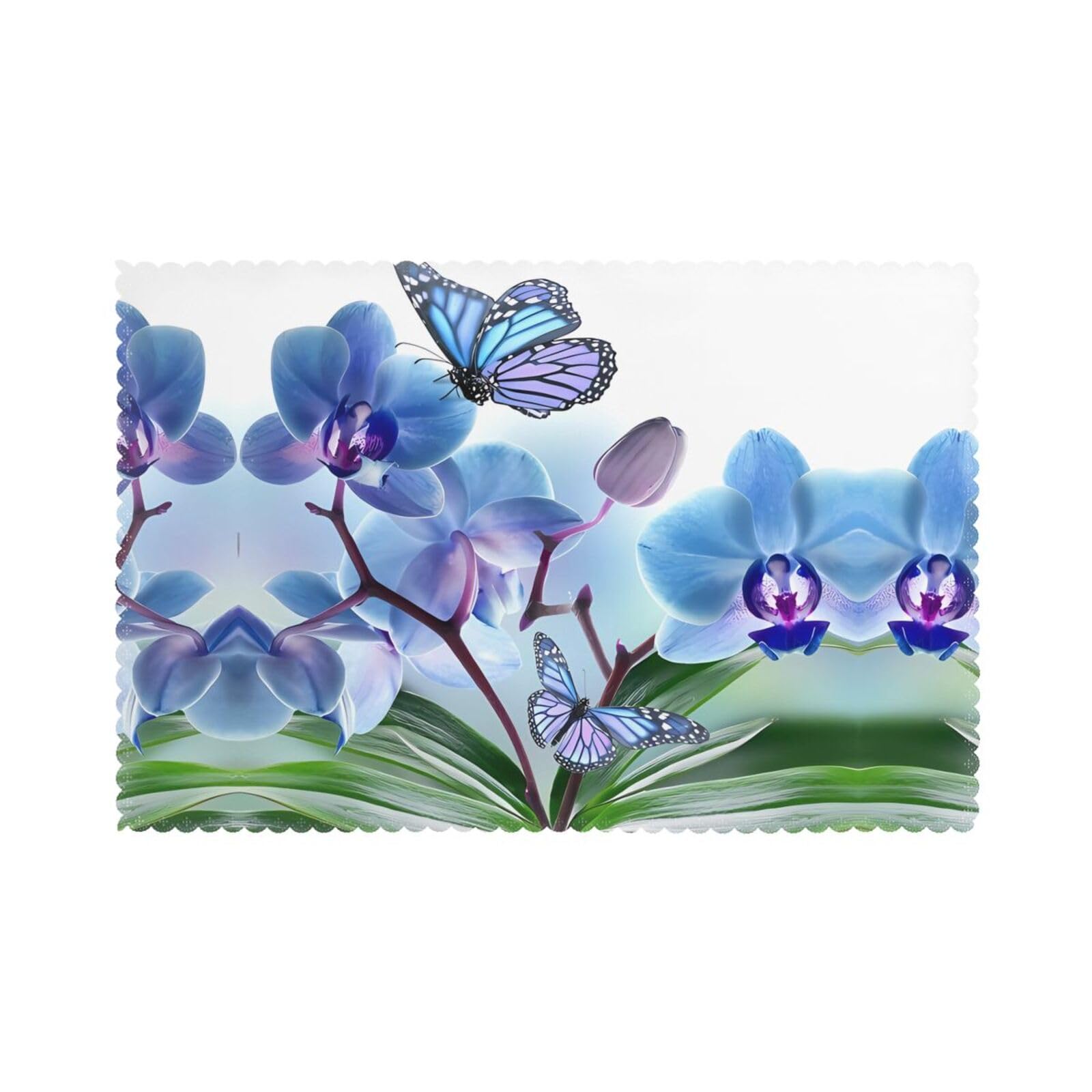 WHJSHOP Flower Butterfly Prints Placemats Set of 6 12x18in - Heat Resistant Table Layers for Homes, Hotels & Stylish Dining