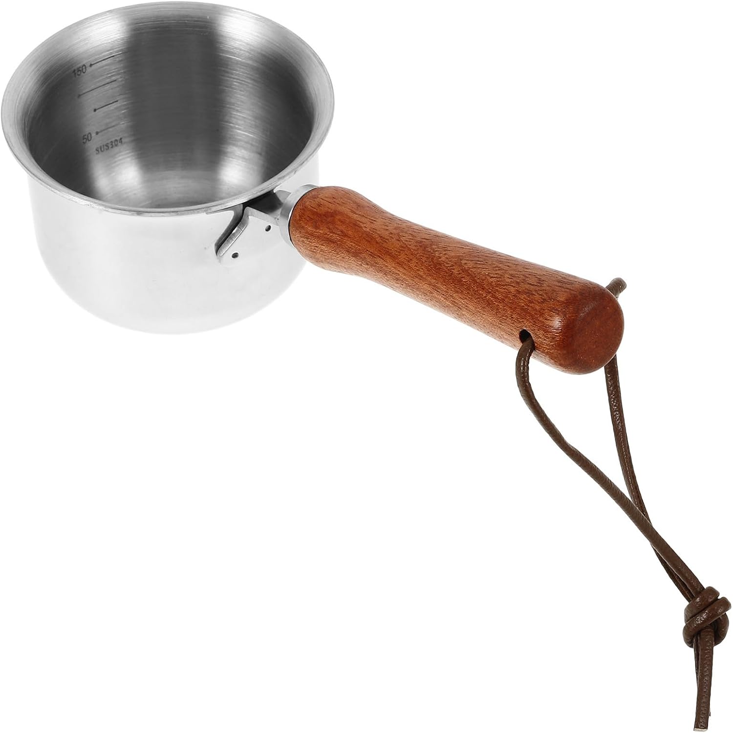 Ml Stainless Steel Creamer Pitcher with Handle, Wood Accent