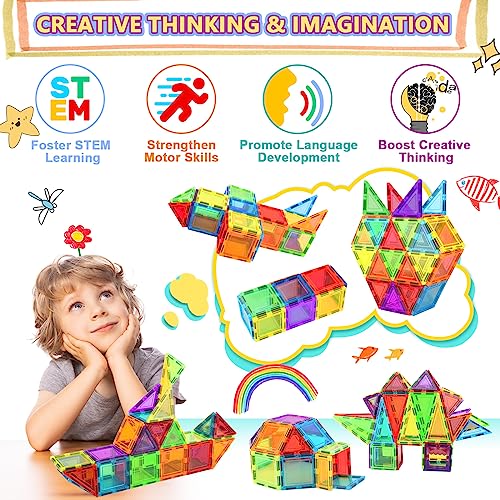 Magnetic Tiles Kids Games Toys, Stem Magnet Toys For Toddlers, Magnetic Blocks Building Toys For Kids Age 3-5 4-8, Preschool Learning Montessori Sensory Toys For 3+ Year Old Boys Girls Birthday Gifts #TOP3