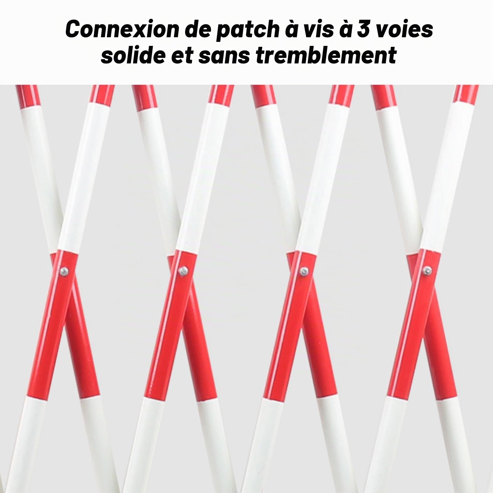 Barrière de sécurité pliable rétractable de 7,9 m avec roulettes – Clôture en métal extensible pour contrôle de foule en extérieur et barrière de chantier (200 cm)
