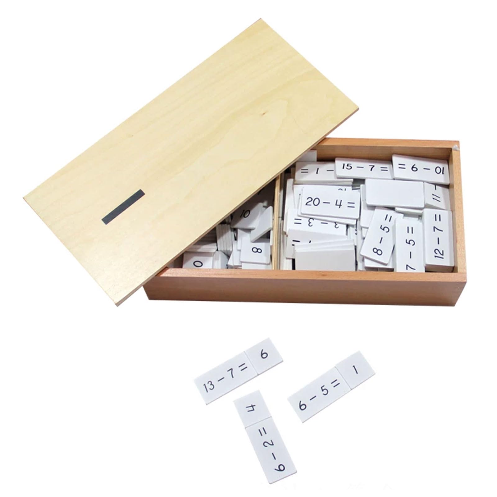 Scatola Montessori in Legno per Equazioni di Sottrazione e Differenze | Carte Flash per Sottrazione, Giocattolo Didattico di Matematica per Bambini per Scuola a Casa, Prescuola e Kindergarten